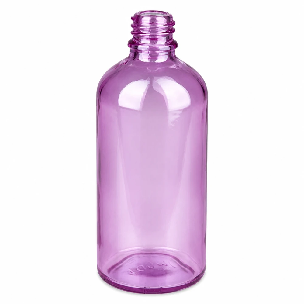Frasco de farmacia de 100 ml PurpleLine UT18/100 UNiTWIST Frasco de farmacia PurpleLine de 100 ml en violeta transparente con rosca UNiTWIST UT18/100