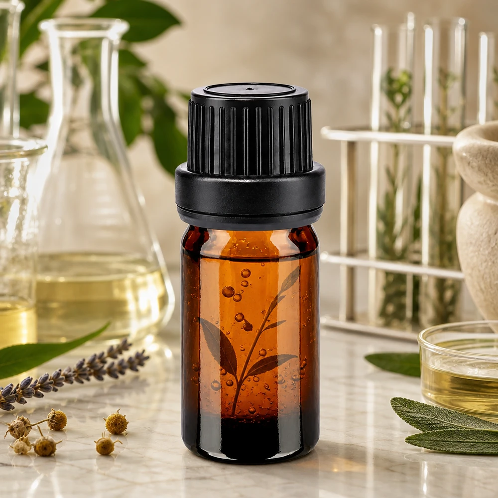 Botella de farmacia marrón 5ml tapón de rosca negro precinto de cierre a prueba de manipulaciones Frasco farmacéutico compacto de 5 ml, de vidrio ámbar, con tapón de seguridad negro de 11 mm