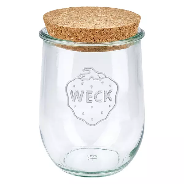 Tarro tulipa 1062ml WECK RR100 con corcho natural WECK tarro tulipán 1062ml RR100 con tapa de corcho natural tarro de conserva tarro de almacenaje transparente