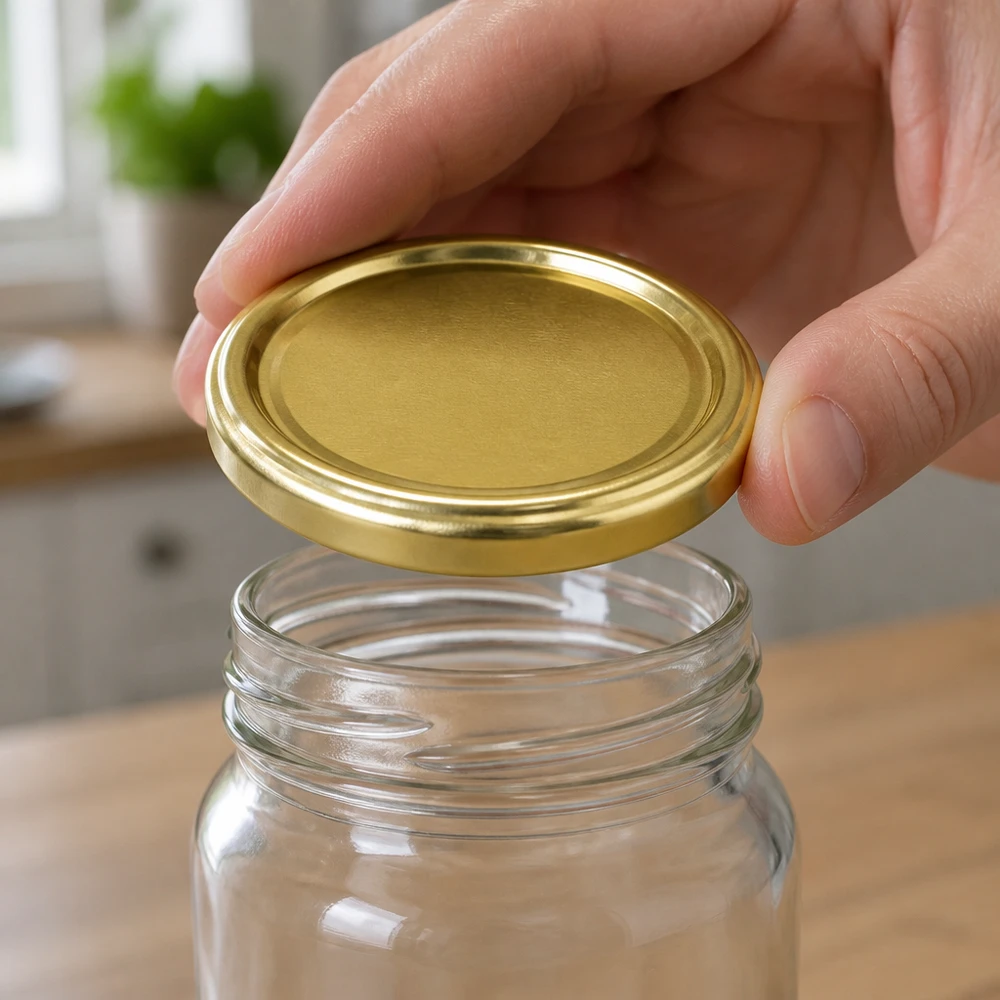 UNiTWIST TO43 dorado, BioSeal, sin BPA, unitemp La tapa de rosca de 43 mm dorada UNiTWIST BioSeal BPA-NI unitemp se coloca sobre un frasco de cristal con tapa de rosca
