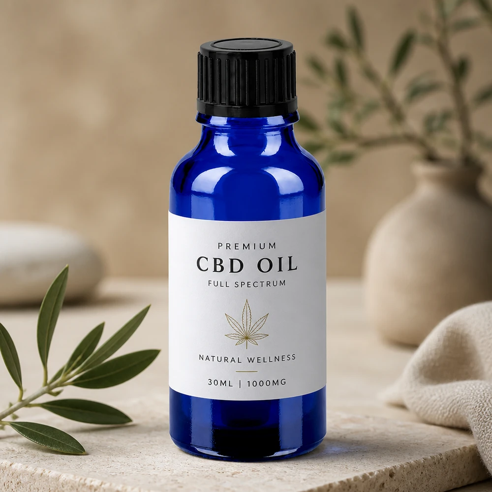 Frasco de cristal premium de 20 ml con tapón SV negro para aceites y tinturas de CBD de alta calidad