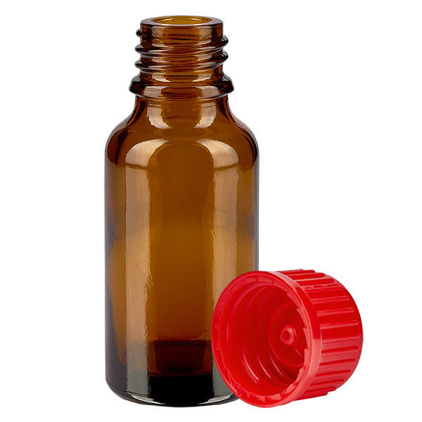 Botella 20ml 11mm tapón rosca rojo estándar BrownLine UT18/20 Botella 20ml 11mm tapón rosca rojo estándar BrownLine UT18/20
