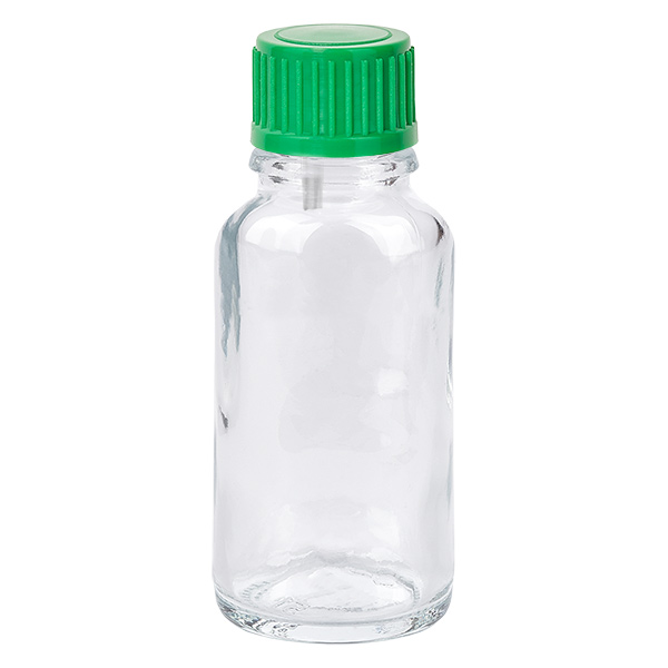 Frasco cuentagotas de 20 ml 0,8 mm verde cierre estándar ClearLine UT18/20 Frasco cuentagotas de 20 ml 0,8 mm verde cierre estándar ClearLine UT18/20