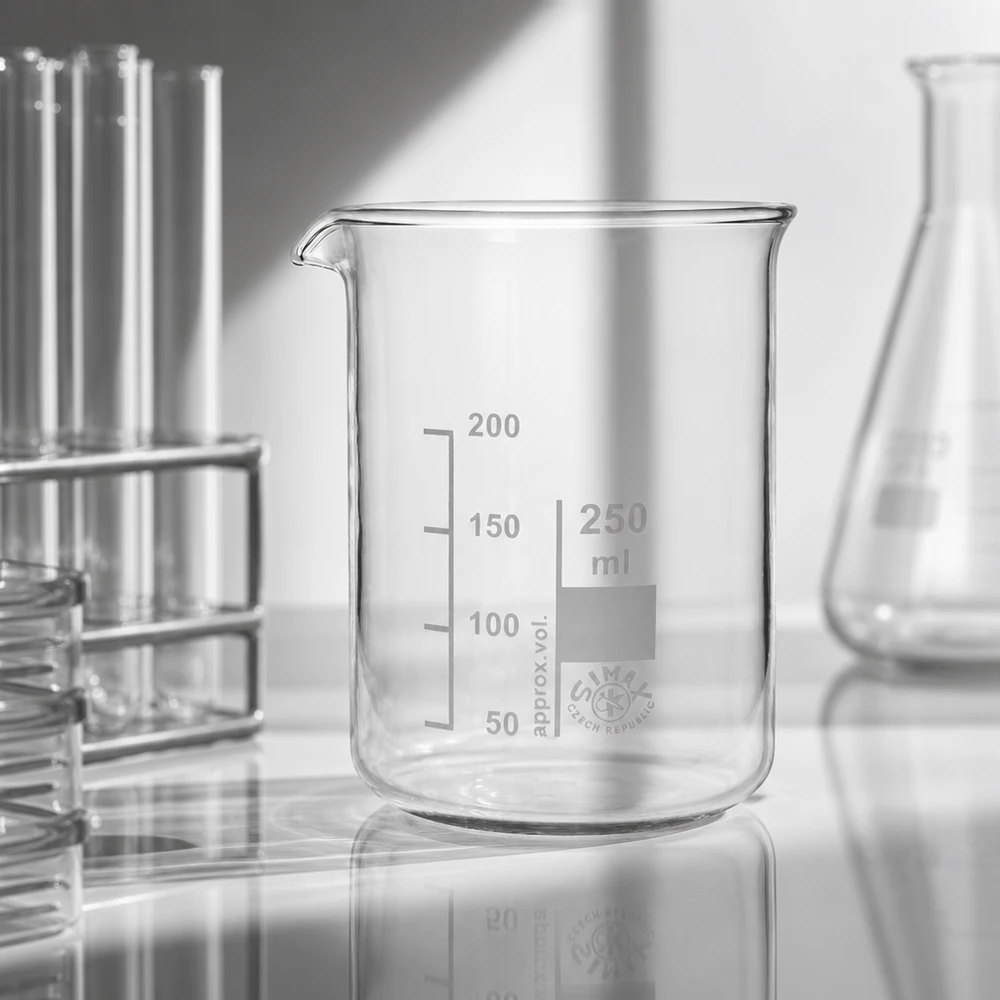 Vaso de precipitados 250ml vidrio borosilicato forma baja Vaso medidor de precisión de 250 ml fabricado en vidrio de borosilicato transparente para una medición exacta del volumen