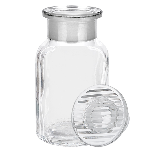 Botella de hombro redondo 100ml claro cuello ancho tapón de vidrio Frasco de laboratorio transparente de cuello ancho, de 100 ml, con tapón de vidrio esmerilado de vidrio borosilicato