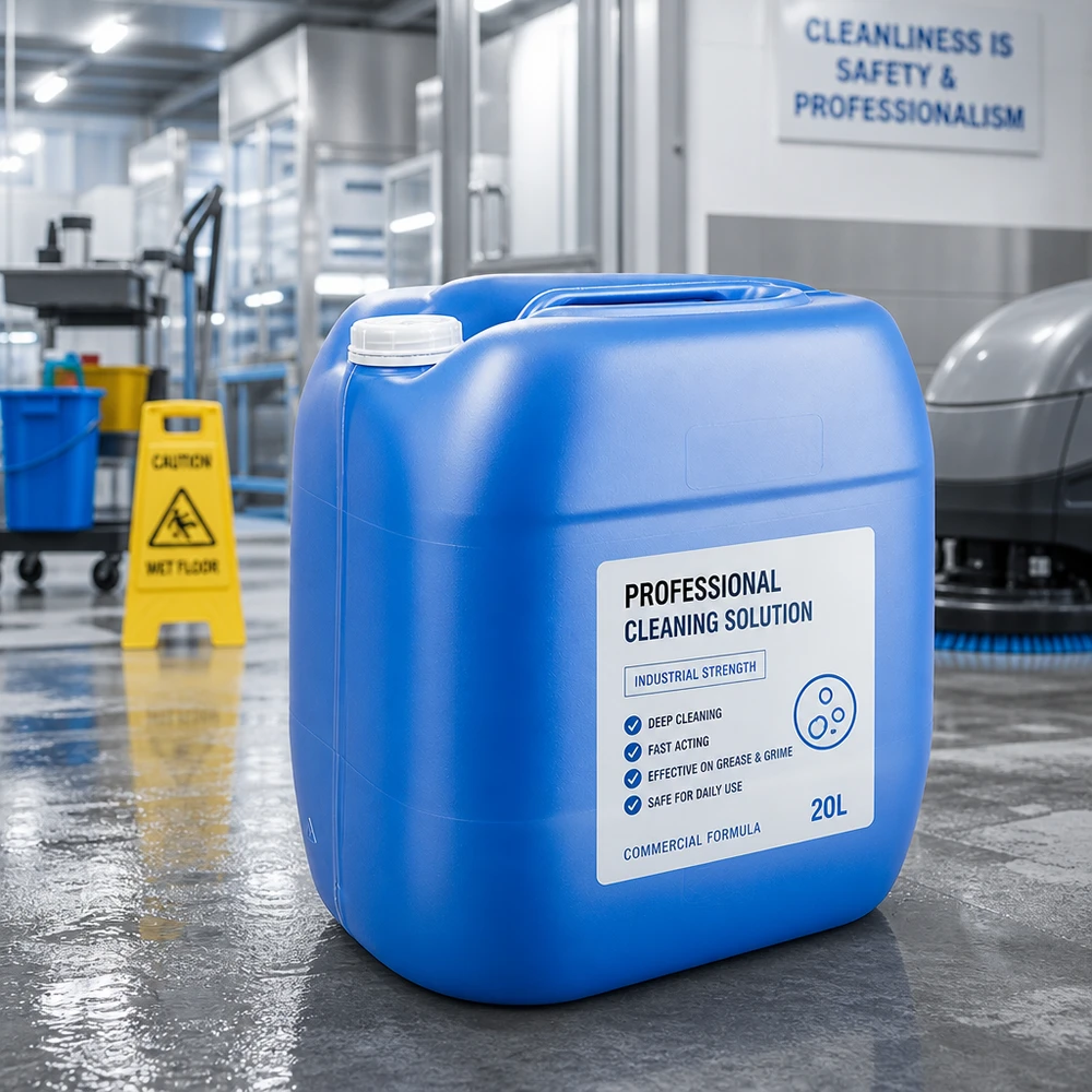 Bidón de plástico azul apilable de 30 litros sin tapón, para productos de limpieza profesionales
