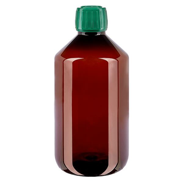Botella de PET de 500 ml con tapón verde a prueba de manipulaciones Botella de PET de 500 ml con tapón verde a prueba de manipulaciones