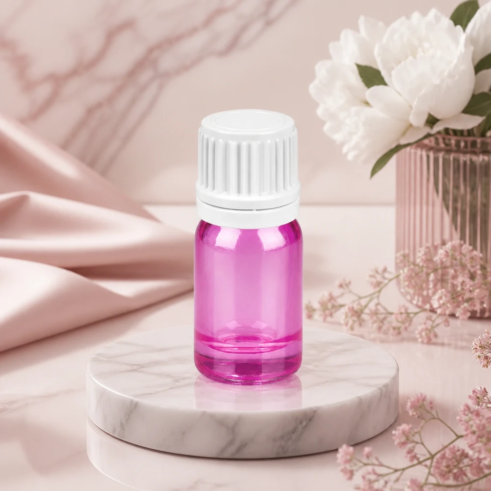 Frasco cuentagotas de 5 ml 0,7 mm blanco Originalidad tapón de rosca PurpleLine UT18/5 Frasco cuentagotas de 5 ml con tapón de rosca blanco y vidrio violeta para aplicaciones de aromaterapia