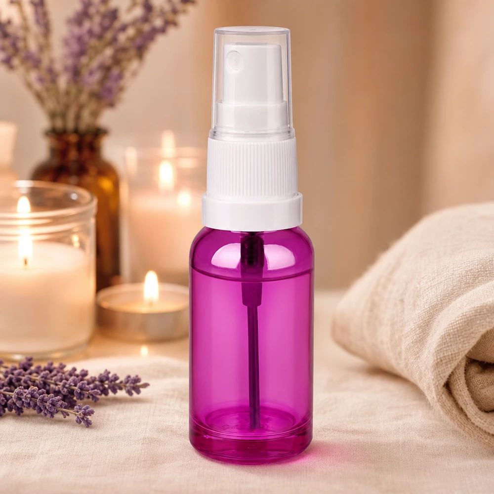 Frasco cuentagotas 20ml blanco/transparente Standard PurpleLine UT18/20 Frasco pulverizador compacto de 20 ml fabricado en plástico resistente de color púrpura transparente para uso diario