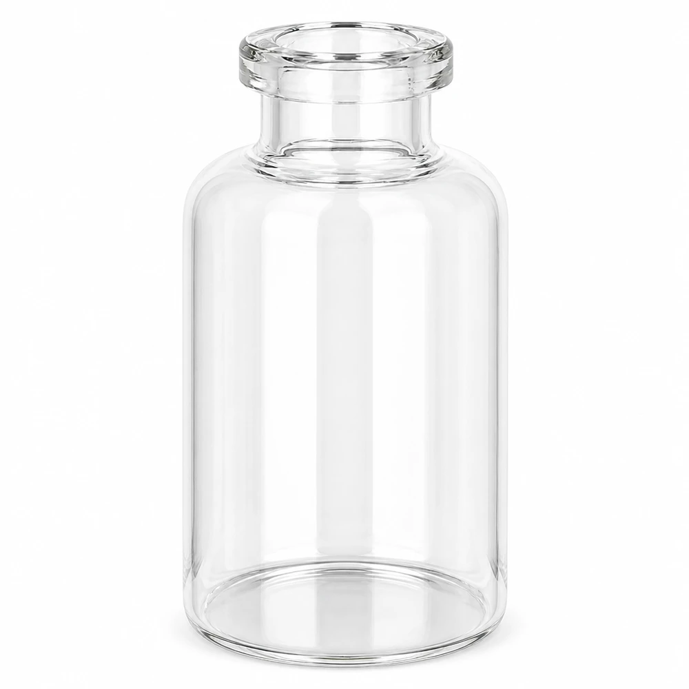 Frasco de inyección de vidrio transparente 30ml Zylindrische Klarglas Injektionsflasche 30ml mit engem Hals und flachem Boden