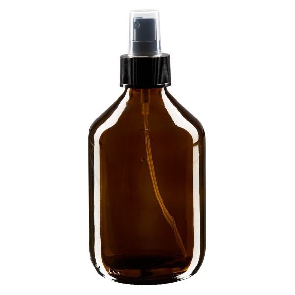 Frasco para medicamentos de 300 ml marrón, con atomizador de bomba negro ApoGlas Frasco para medicamentos de 300 ml marrón, con atomizador de bomba negro ApoGlas