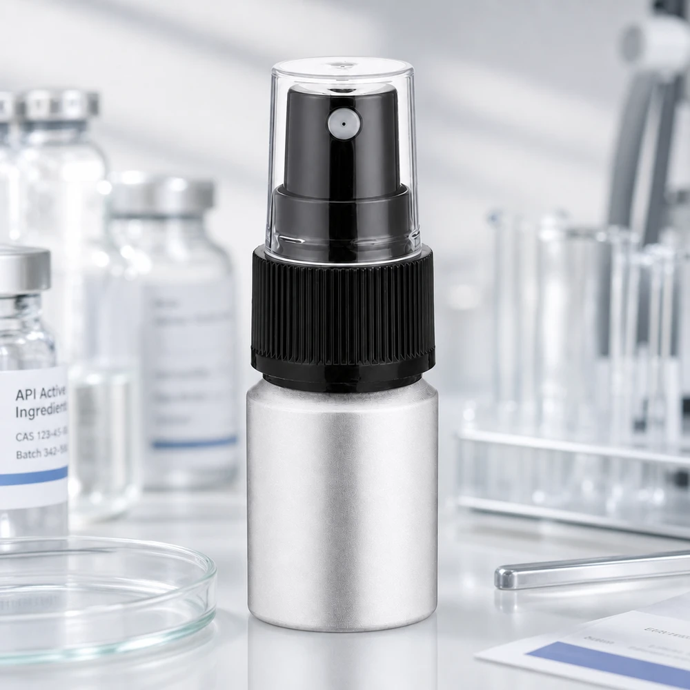 Frasco de aluminio recargable de 10 ml con atomizador para viajes y uso móvil plateado mate