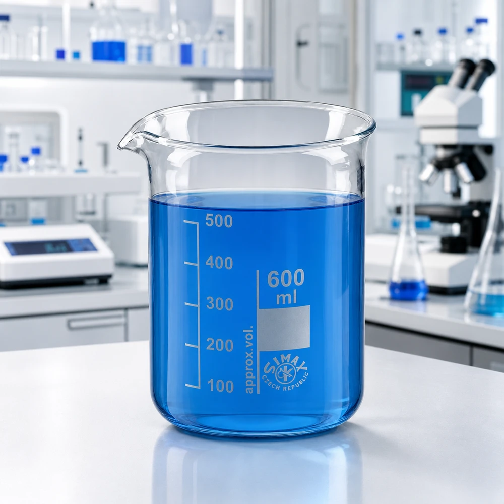 Vaso de 600 ml de vidrio borosilicato de forma baja con escala y pico para una medición precisa