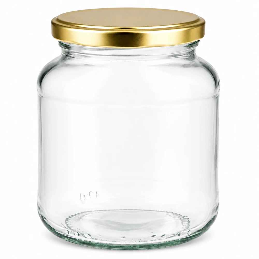 Tarro ovalado 370ml con tapa BasicSeal oro UNiTWIST Tarro oval de 370 ml con tapa dorada BasicSeal UNiTWIST - tarro vacío para conservas y mermeladas