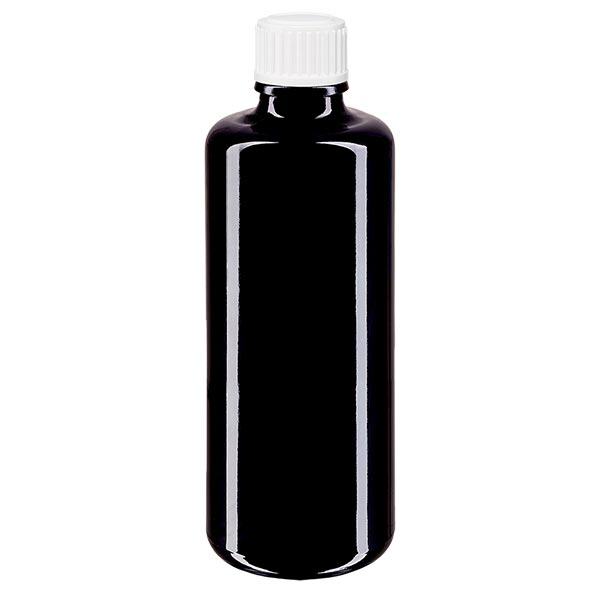 Botella de farmacia violeta 100ml tapón cuentagotas blanco 0.8mm estándar Botella de farmacia violeta 100ml tapón cuentagotas blanco 0.8mm estándar