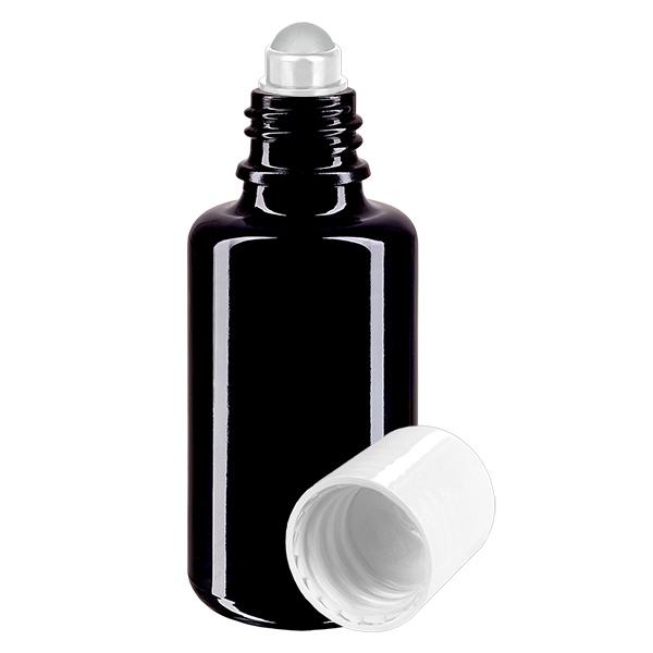 Botella de farmacia violeta 30ml tapón roll-on blanco Botella de farmacia violeta 30ml tapón roll-on blanco