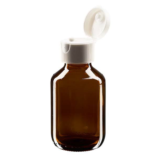Frasco para medicamentos de 100 ml marrón, con tapa abatible ApoGlas Frasco para medicamentos de 100 ml marrón, con tapa abatible ApoGlas