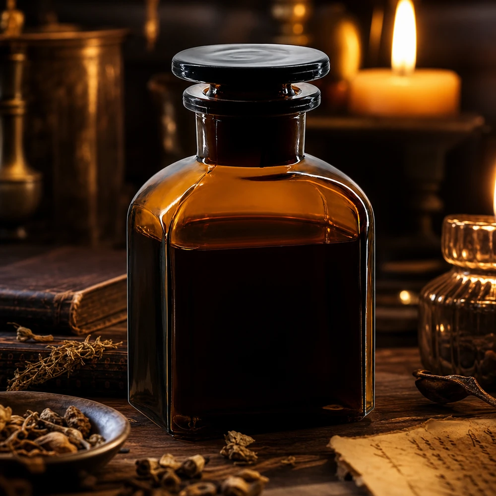 Botella cuadrada 150ml marrón cuello ancho tapón de vidrio Frasco de farmacia de 150 ml, de cristal ámbar, cuadrado, con cuello ancho y tapón de cristal, a la luz de las velas