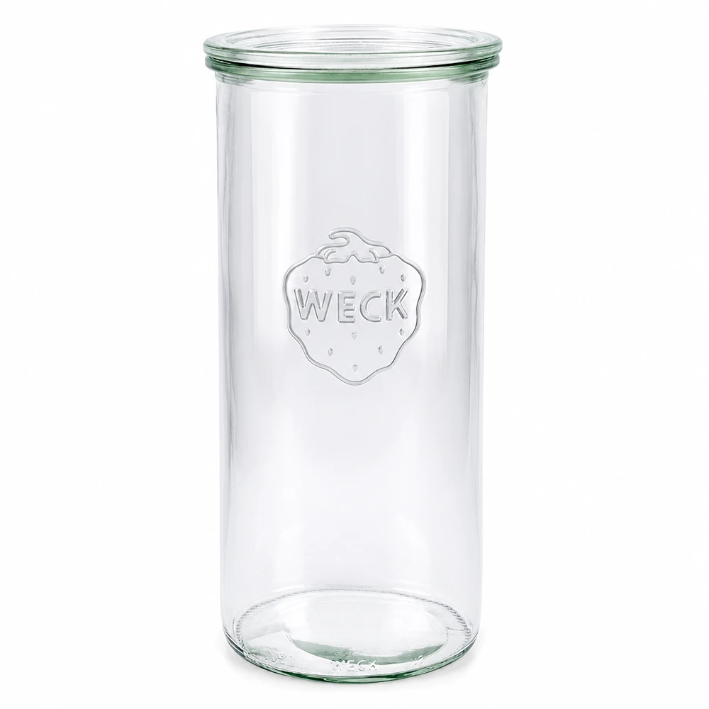 Vasos de 1500ml con tapa de cristal WECK RR100 WECK tarro para conservas 1500ml con tapa de cristal RR100 tarro para conservas transparente vacío de pie