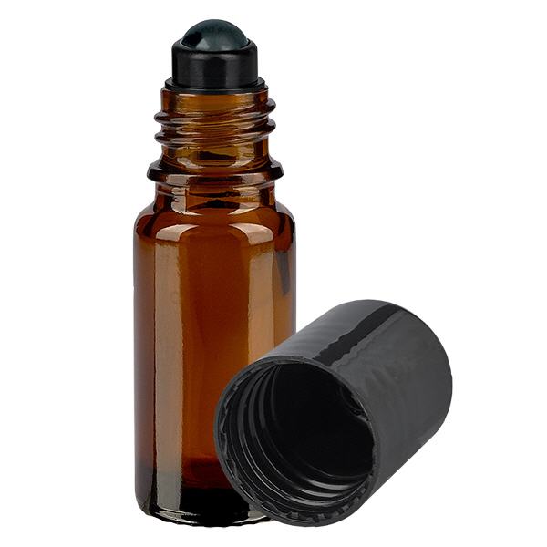 Botella de farmacia marrón 10ml tapón roll-on negro Botella de farmacia marrón 10ml tapón roll-on negro