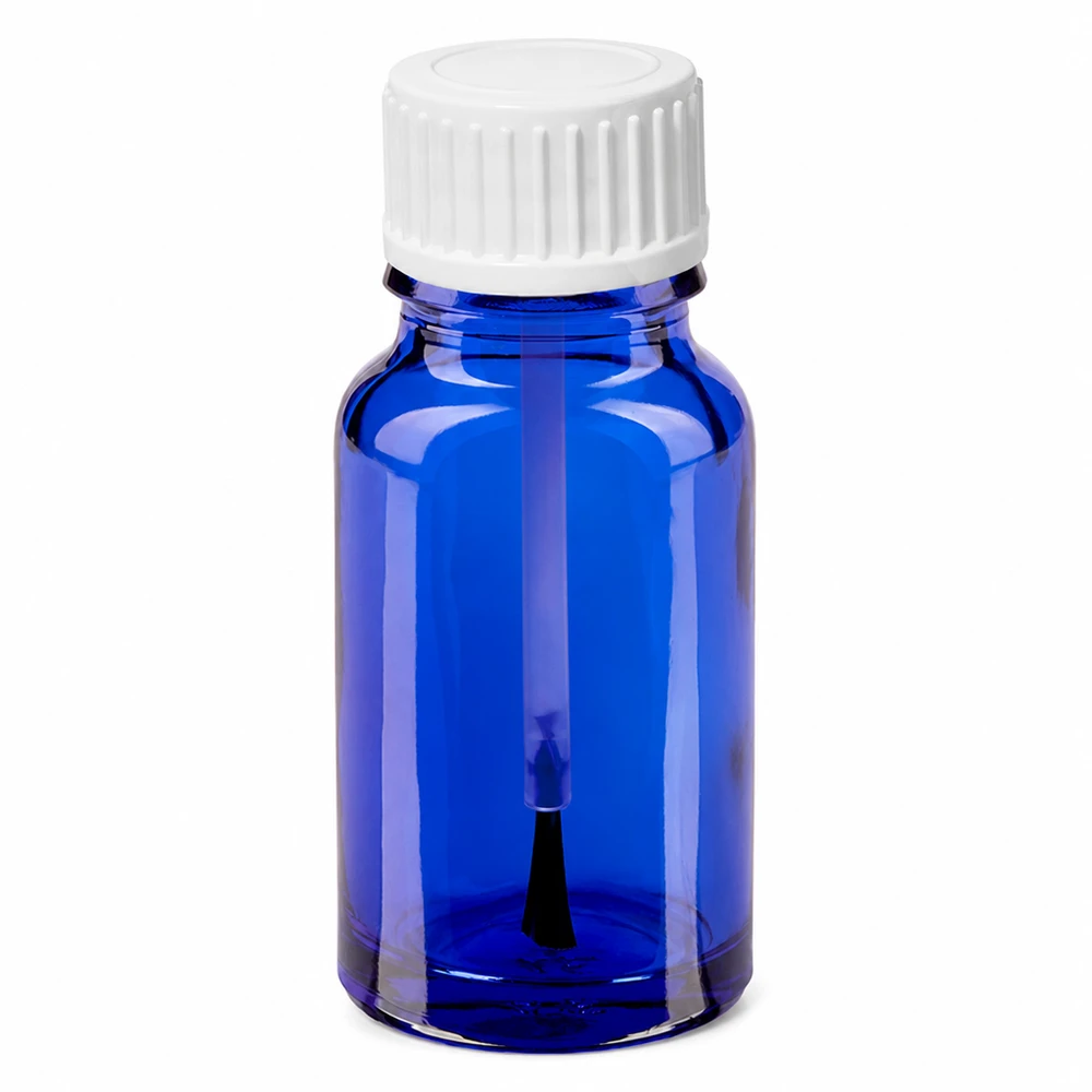 Frasco pincel 10ml blanco tapón estándar BlueLine UT18/10 Frasco pincel azul de 10 ml con tapón blanco para aplicaciones precisas
