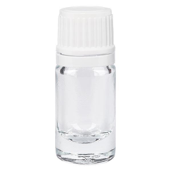 Botella de farmacia transparente 5ml tapón de rosca cierre inviolable blanco Botella de farmacia transparente 5ml tapón de rosca cierre inviolable blanco