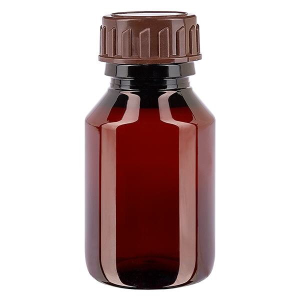 Botella PET 50ml con tapón marrón estándar Botella PET 50ml con tapón marrón estándar