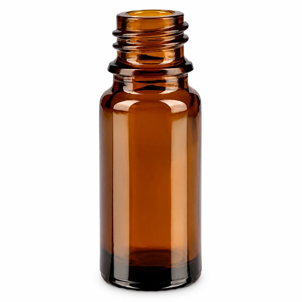 Frasco de farmacia de vidrio marrón de 10 ml con rosca para aceites esenciales y medicamentos