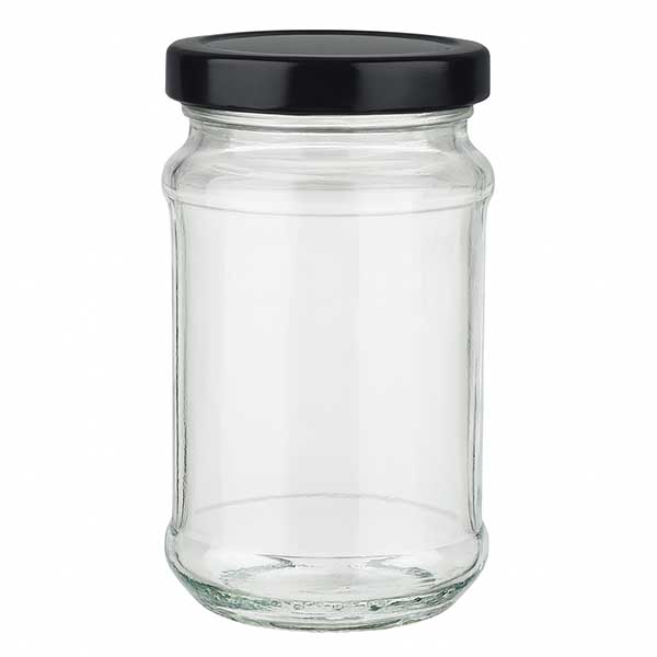 Tarro redondo de 390 ml con tapa BasicSeal negra deep UT