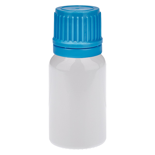 Frasco de 10 ml con tapón de rosca de 11 mm azul, tapón de seguridad WhiteLine UT18/10 Frasco de 10 ml con tapón de rosca de 11 mm azul, tapón de seguridad WhiteLine UT18/10