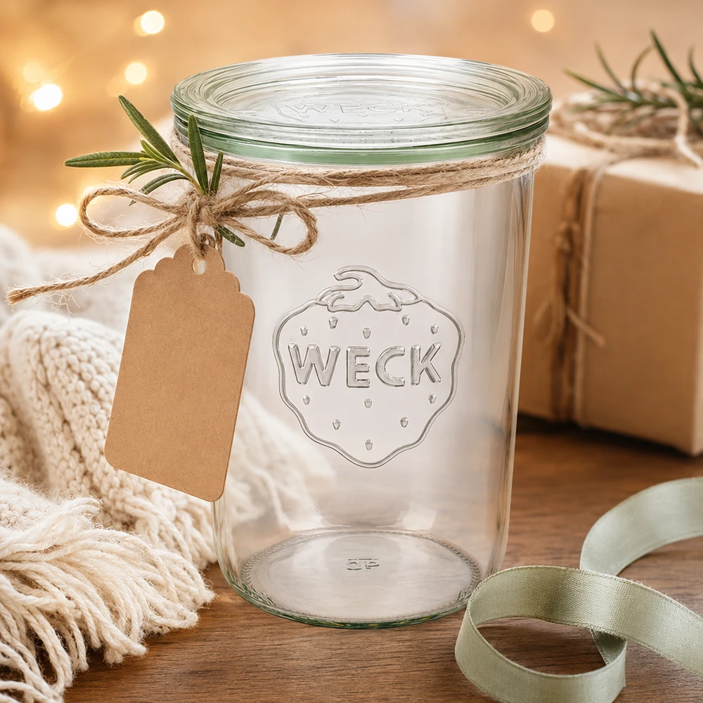 Tarro de cristal de 850 ml con tapa de cristal WECK RR100 Tarro de cristal de 850 ml con tapa de cristal WECK RR100