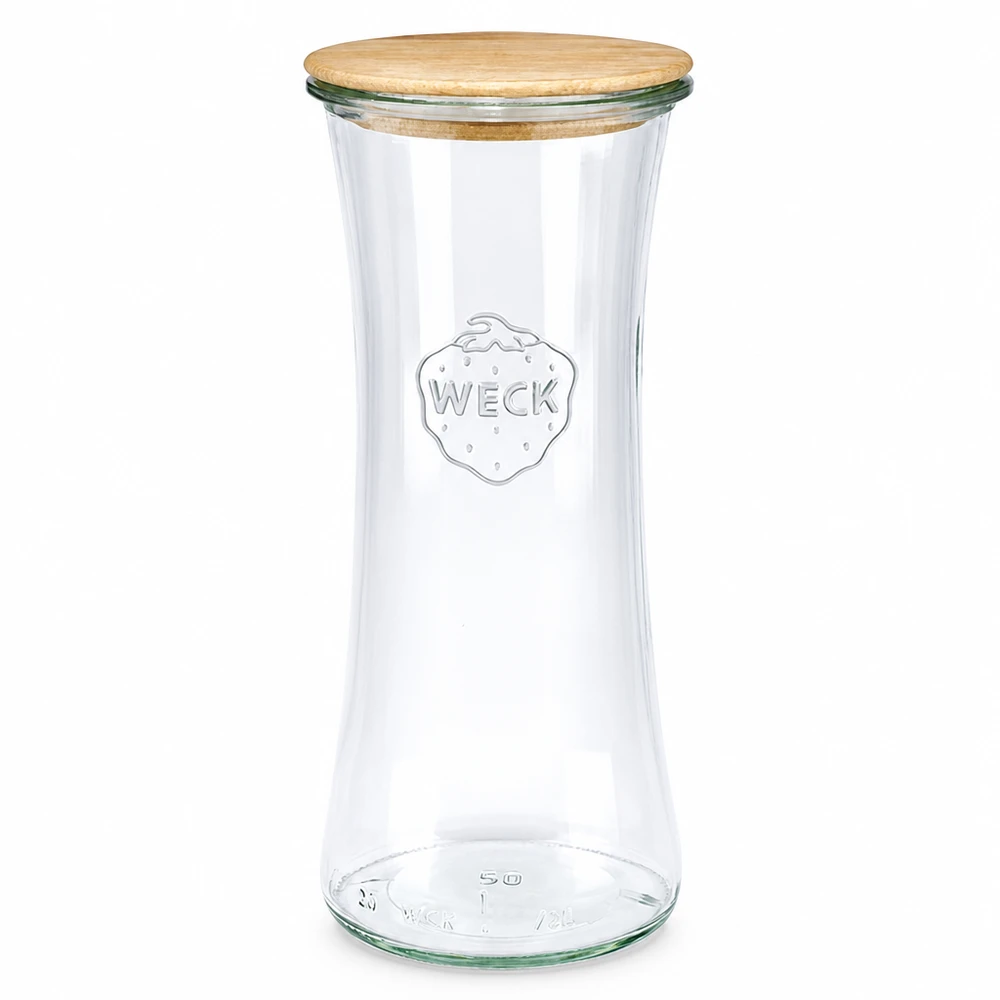 Tarro delicatessen WECK RR80 de 700 ml con tapa de madera WECK tarro delicatessen 700ml RR80 con tapa de madera Tarro para conservas tarro de cristal transparente con tapa de bambú