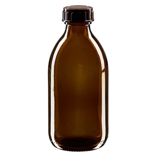 Frasco medicamento 250ml marrón, con tapón marrón ApoGlas Frasco medicamento 250ml marrón, con tapón marrón ApoGlas