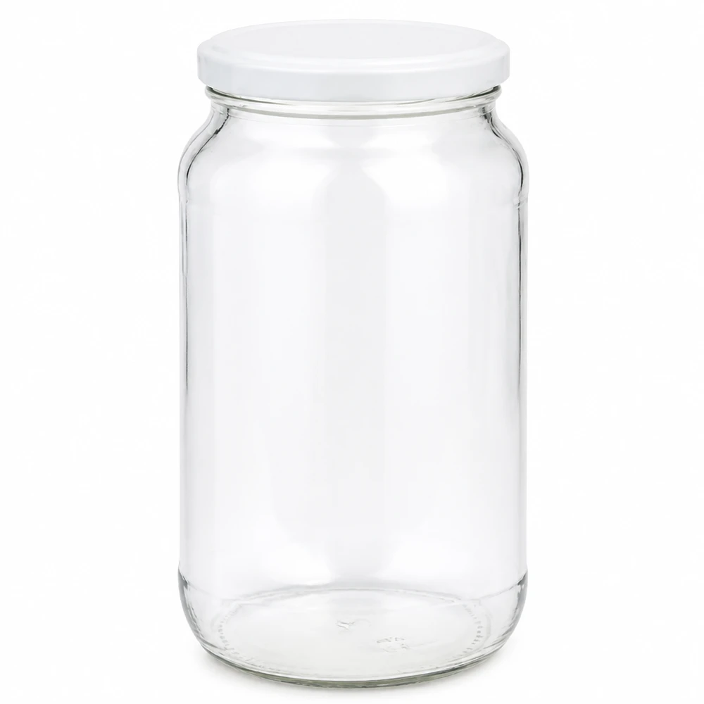 Tarro redondo 1062ml con tapa BasicSeal blanco UNiTWIST Tarro redondo de 1062 ml con tapa blanca BasicSeal Tapa UNiTWIST Tarro de conservas Tarro transparente