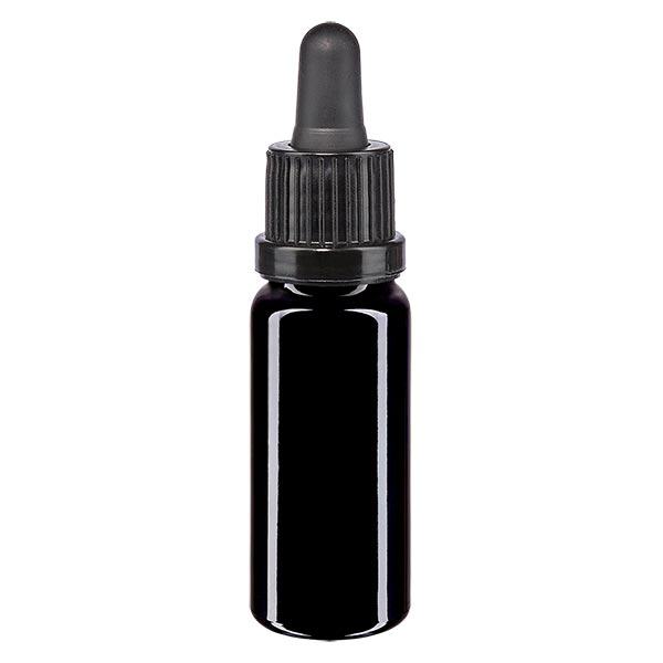 Botella de farmacia violeta pipeta 10ml cierre inviolable negro Botella de farmacia violeta pipeta 10ml cierre inviolable negro