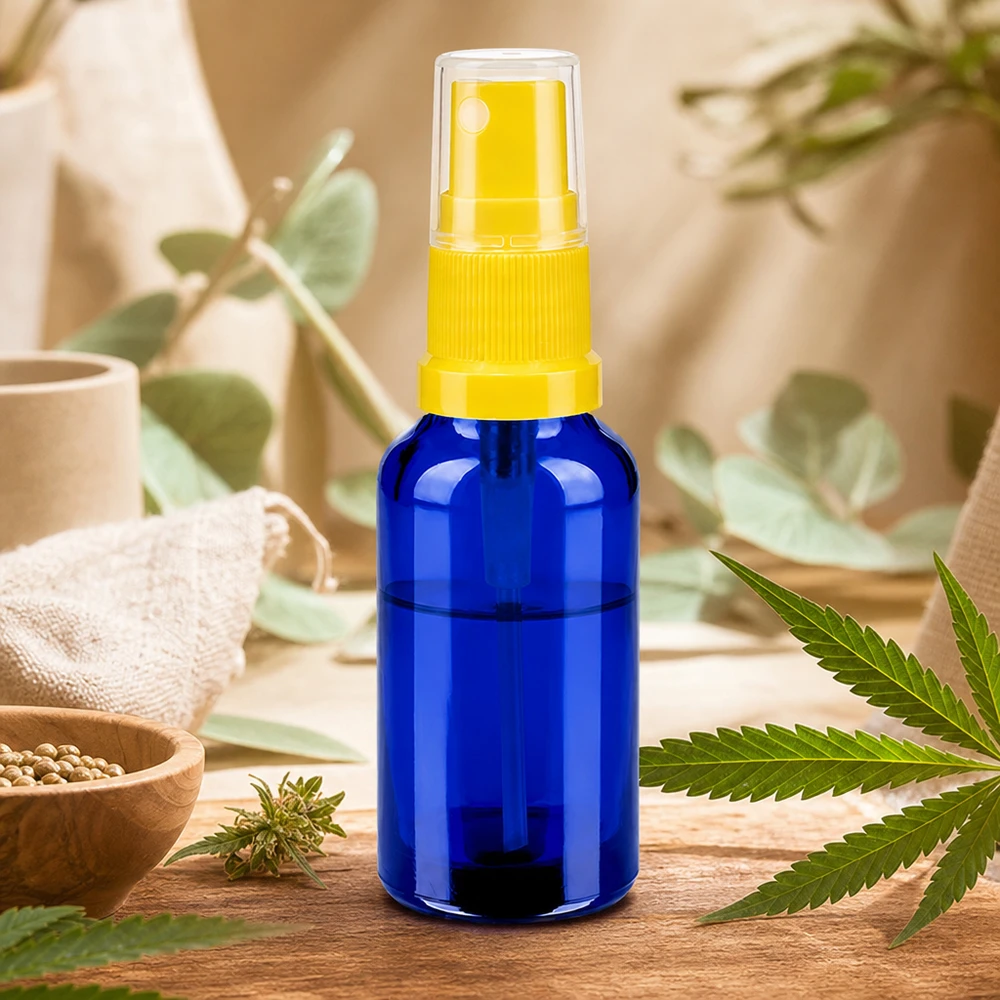 Frasco pulverizador de 30 ml amarillo/transparente tapa estándar BlueLine UT18/30 Robusto pulverizador de cristal de 30 ml con práctico mecanismo de pulverización para aplicaciones móviles sobre la marcha