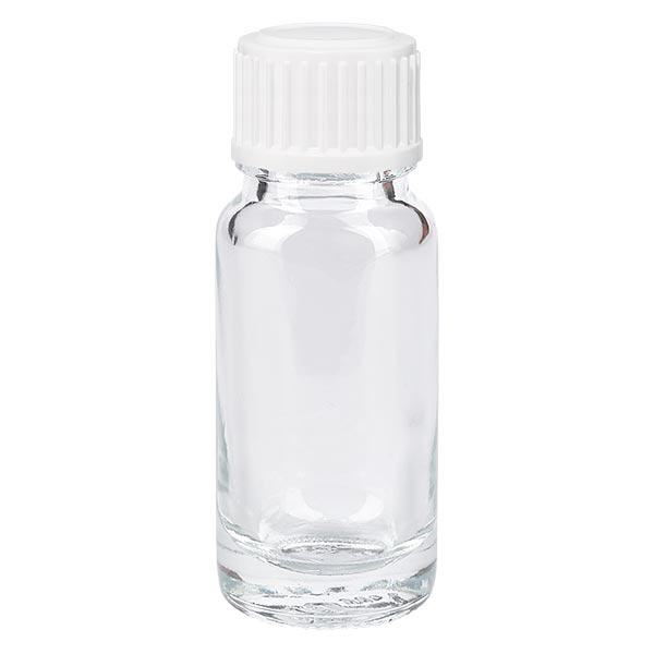 Botella de farmacia transparente 10ml tapón rosca blanco estándar Botella de farmacia transparente 10ml tapón rosca blanco estándar
