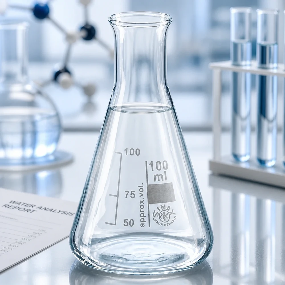 Matraz Erlenmeyer preciso de 100 ml con cuello estrecho y graduación para mediciones exactas en el laboratorio