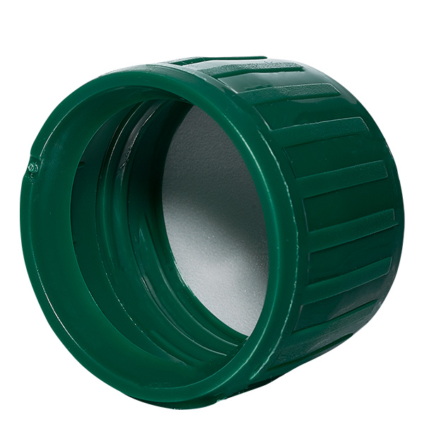 Tapón de rosca verde con anillo de seguridad PP28 ApoGlas Tapón de rosca verde con anillo de seguridad PP28 ApoGlas