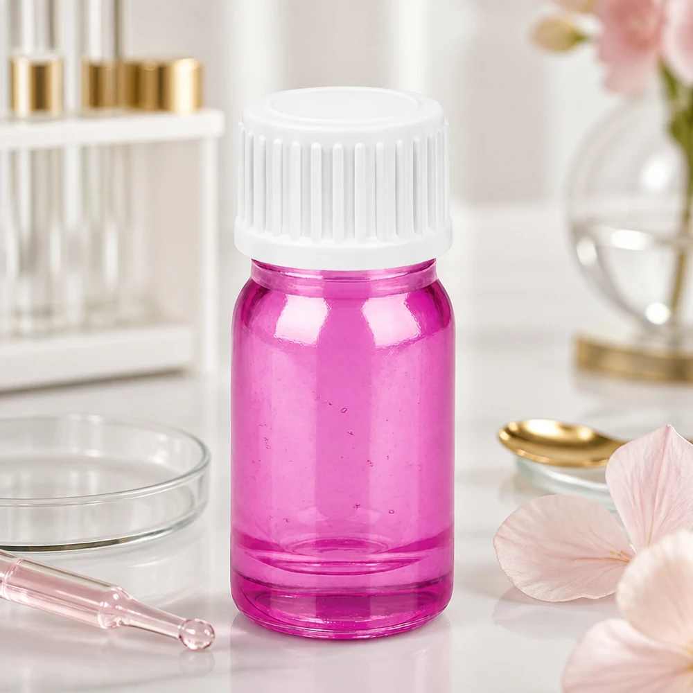 Frasco cuentagotas 5ml blanco 0,9mm estándar PurpleLine UT18/5 Frasco de cristal de 5 ml transparente morado con tapón cuentagotas de 0,9 mm de abertura para sueros y aceites PurpleLine
