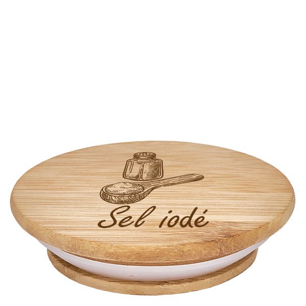 Couvercle en bois "Sel iodé" pour WECK RR60 Couvercle en bois "Sel iodé" pour WECK RR60