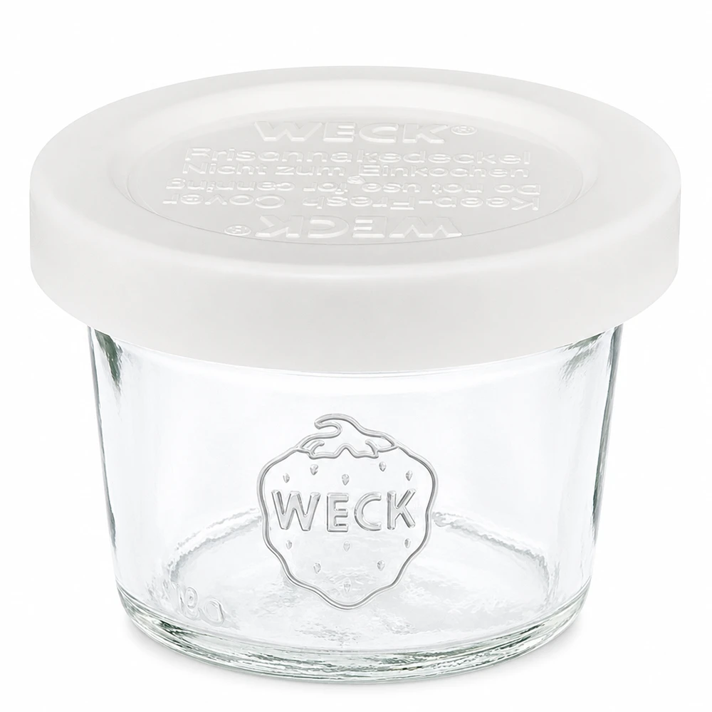 Tarro de cristal WECK RR40 de 35 ml con tapa blanca, pequeño tarro de cristal para mermeladas y cremas para untar