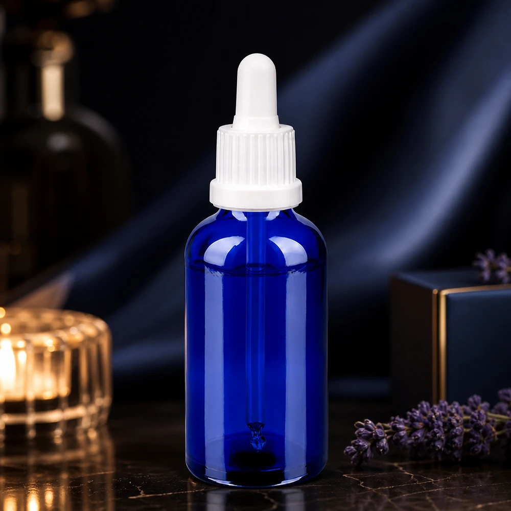 Frasco pipeta 50ml tapón inviolable blanco BlueLine UT18/50 Frasco pipeta compacto de 50 ml azul OV BlueLine UT18/50 ideal para sueros y tinturas