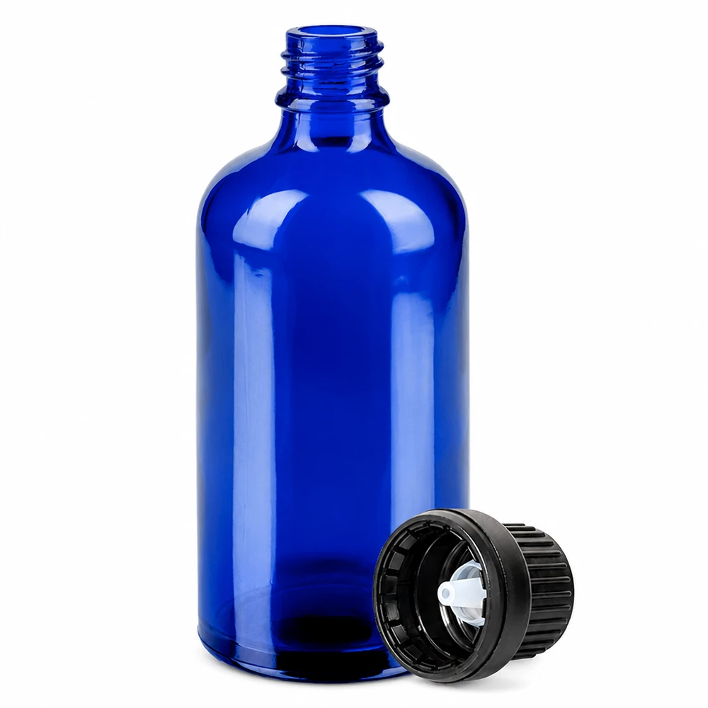 Frasco cuentagotas de 100ml. 2mm tapón inviolable negro BlueLine UT18/100