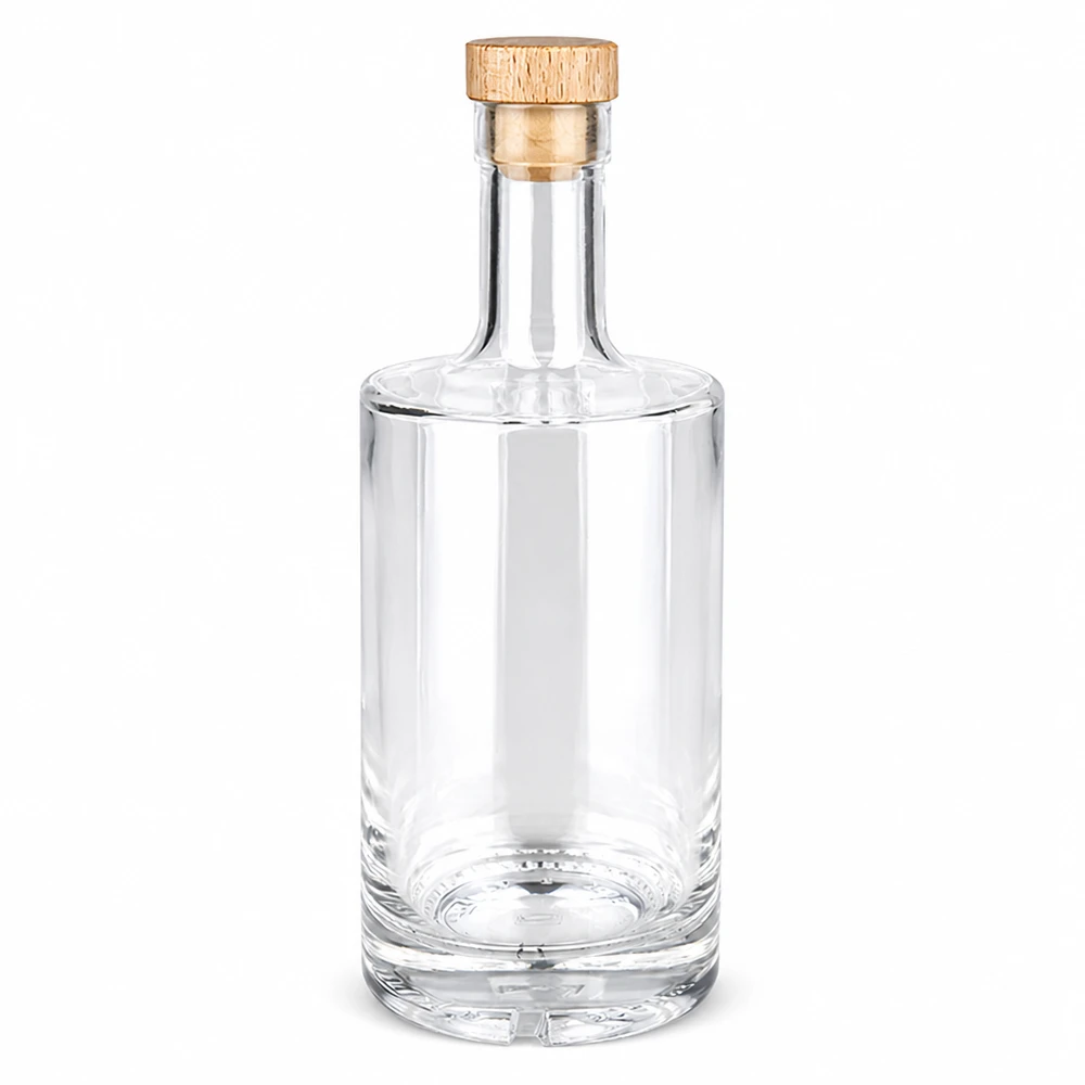 Botella de cristal de 500 ml Nora con tapón de corcho con asa de madera UNiTWIST - botella vacía de cristal transparente con tapón de corcho de madera