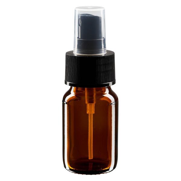 Frasco medicinal de 30 ml marrón, con atomizador de bomba negro ApoGlas Frasco medicinal de 30 ml marrón, con atomizador de bomba negro ApoGlas
