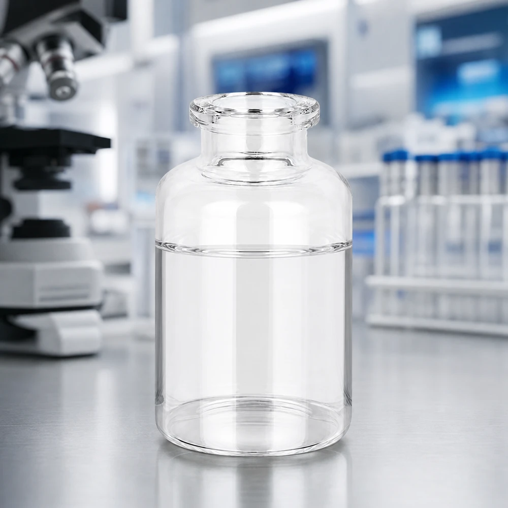 Zylindrische Klarglasflasche 20ml mit konischem Halsübergang für Injektionspräparate steril