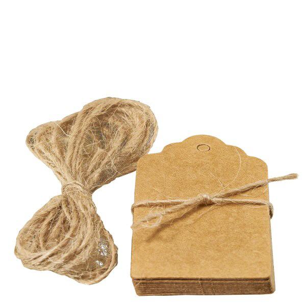 Colgantes de 30 x 50 mm con cordón (paquete(s) de 10 unidades) Etiquetas de papel marrón 30x50mm con cordón de fibra natural pack de 10 para envolver regalos y manualidades