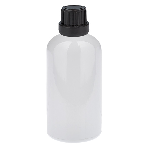 Botella de 100 ml con tapón de rosca negro de 11 mm, tapón de seguridad WhiteLine UT18/100 Botella de 100 ml con tapón de rosca negro de 11 mm, tapón de seguridad WhiteLine UT18/100