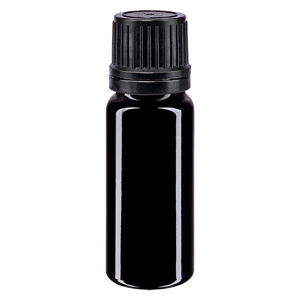 Botella de farmacia violeta 10ml tapón rosca anillo vertedor negro cierre inviolable Botella de farmacia violeta 10ml tapón rosca anillo vertedor negro cierre inviolable